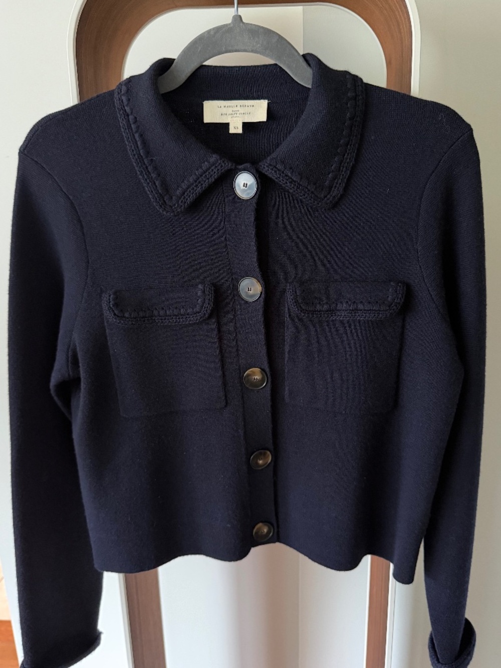 Sézane Betty Cardigan – Navy Crochet XS